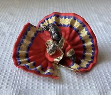 Miniature South American Metal Female Dancer Figurine In Traditional Dress picture