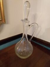 Vintage Sleek Etched Clear Crystal Wine Liquor Glass Decanter 15