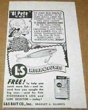 1958 Print Ad L&S Mirrolures Bassmasters Mirrospoons Bradley,IL picture