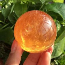 60mm Natural Citrine Calcite Quartz Crystal Sphere Ball Healing Gemstone picture