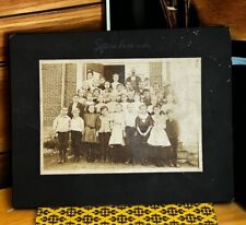 Antique Whole School Class Mounted Photograph Sepia Spickard MO Signed On Back picture