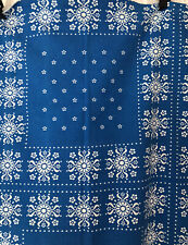 VTG Turquoise Blue White Tablecloth 66”x 46