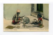 India, Chennai postcard, Knife Grinder using a wheel to sharpen blade picture