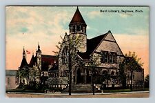 Saginaw MI-Michigan, Hoyt Library Building, c1912 Vintage Postcard picture