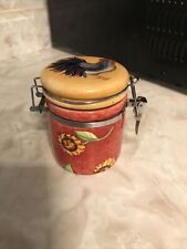Susan Winget Small “Rooster” Canister Hinged Lid Jar Beautiful Color picture