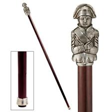 Solid Italian Pewter Napoleon Bonaparte Polished Hardwood Walking Stick Cane picture