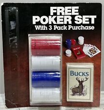 Vintage 1990 Bucks Cigarettes Poker Set Playing Cards & Chips Advertising Promo picture