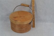 antique pantry box bent wood w/carry handle & lid 9x5.25 original 19th 1800s  picture