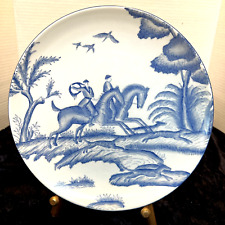 ANDREA BY SADEK BLUE AND WHITE HUNT SCENE COLLECTOR'S PLATE 10.5