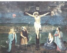 LARGE Antique  1911 Catholic Religious chromo Lithograph Art  printed on Tin. picture