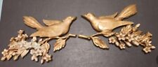 Vintage 1960s Pair of Dart Syroco Gold Bird Floral Branch Wall Decor MCM  picture
