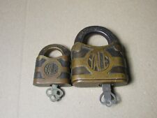 Very Large Antique Yale Brass Padlock Lock w/ 1878 Patent + Smaller Yale Lock picture