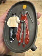 Speakeasy Ashtray Metal Man Cave Patina Prohibition Exotic Dancer NSFW Collector picture