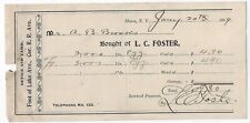 Ithaca NY LC Foster Coal Yard 1899 Antique Receipt Tompkins County picture