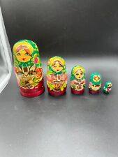 Unique Russian Nesting Dolls w/ Siberian cat H/Carved Hand Painted 5 Piece Set picture