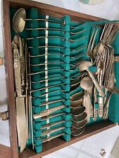 Vintage Brass Silverware Unbranded Set Of 16 With All Serving Utensils picture