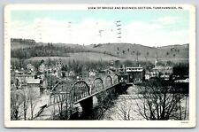 Tunkhannock PA~Burr Arch Truss Bridge & Business Section~Homes~1937 Blue Sky  picture
