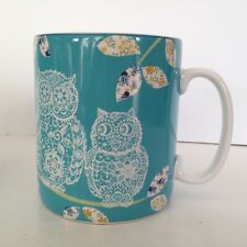 222 Fifth Lacy Owls Turquoise Blue Coffee, Soup, Cereal Jumbo, Huge Mug 5