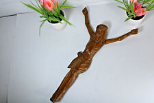 Vintage french wood carved christ crucifix statue figurine  picture