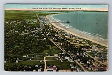 Old Orchard Beach ME-Maine, Aerial Of Town Area, Antique Vintage Postcard picture