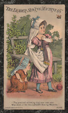 Victorian Trade Card Leader Sewing Machine Girl Protects Sister From Bee 5.25x3 picture