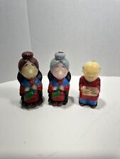 Lot Of 3 Heavy 7”  Candles Grandpa Reading Grandma Figurines Candles 80s Vintage picture