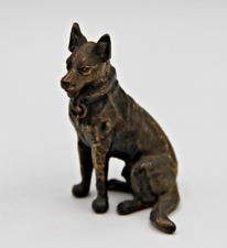 Vintage Brass Wolf Dog Shepherd Animal Canine Figurine Statue Decor Office Desk picture