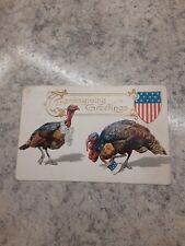 Thanksgiving Greetings Patriotic Embossed Postcard Posted 1919 picture