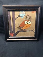 Vintage Owl Picture Made in the USA 10 1/2 inches square picture