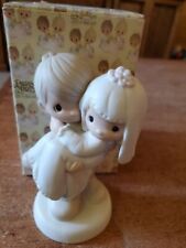 Vintage Enesco Precious Moments #E9255 “Bless You Two” 1983 Porcelain Figurine picture