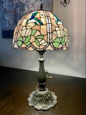 Vintage Tiffany Style Stained Glass Shade Hummingbirds & Flowers 25