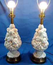 4 Way Vtg  Italian Blanc De Chine Majolica Fruit  Topiary Pottery Table Lamps picture