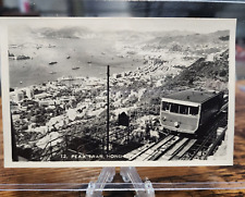 RPPC Photo Postcard Peak Tram Hong Kong Victoria Harbour Unposted Ships picture