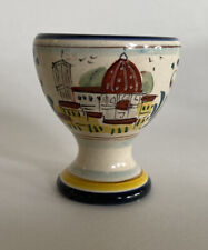 Vtg Verdiani Firenze Pottery Hand Painted Footed Egg Cup/Holder 2.5in T Italy picture