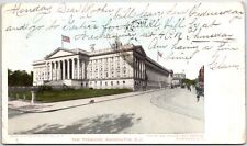 VINTAGE POSTCARD THE TREASURY BUILDING & STREET SCENE WASHINGTON DC POSTED 1905 picture