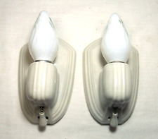 Antique Sconce Pair Vtg Porcelain Light Fixture Ceramic Wall 2 Rewired USA #A15 picture