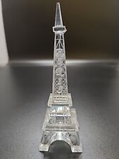 Vintage Cut Etched Crystal Glass Eiffel Tower Paris France Figurine 5 1/2