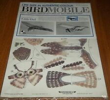 Vtg 70s Little Owl Bird Mobile  Easy To Make Card Sculpture Wild Birds in Flight picture