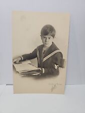 1911 Photo 9 year old boy Clyde Naval Uniform at Desk 6 1/2