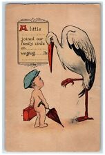 1914 Stork Baby Bare Butt Joined Family Circle College View Nebraska NE Postcard picture