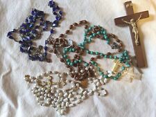 Blue  Crysral , Mother of Pearl, Chatolic  Rosary  From  Italy ( the Pieta) picture