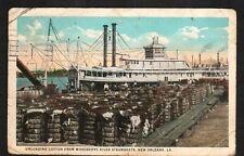 Postcard 1926 New Orleans LA Cancel Loading Cotton Mississippi River Steamboats picture