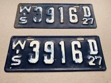 PAIR 1927 Wisconsin license plates -- plate # 3916-D picture
