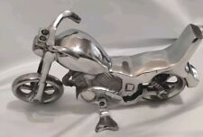 Vintage Large Aluminum Cast Harley Like Motorcycle Figurine Sculpture picture