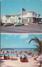 1957 MIAMI BEACH Florida Postcard ATLANTIQUE MOTEL Collins Avenue / Beach View picture