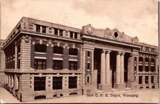 New C.P.R Depot Winnipeg Manitoba 1907 Sepia Tone Postcard picture