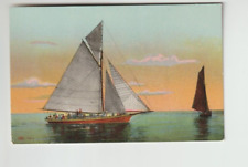 Beautiful Sailboat Sunset Postcard~Columbia River Oregon~Early Postcard picture