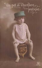 RPPC French Child Sits on Spike Helmet Chamber Pot WWI Propaganda #2295 Postcard picture
