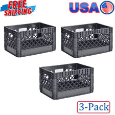 24 Qt Stackable Dairy Milk Crates Storage Basket 3-Pack Heavy Duty Rectangular picture