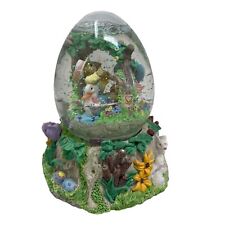 VTG 90s Easter Bunny Musical Snow Globe Ceramic  5